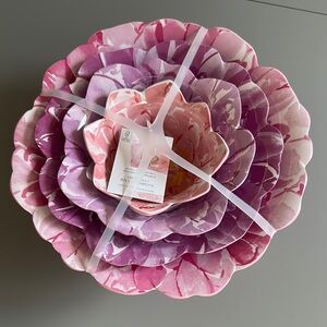 NWT Jessica Simpson set of floral bowls/serving dip/nesting bowl set pink